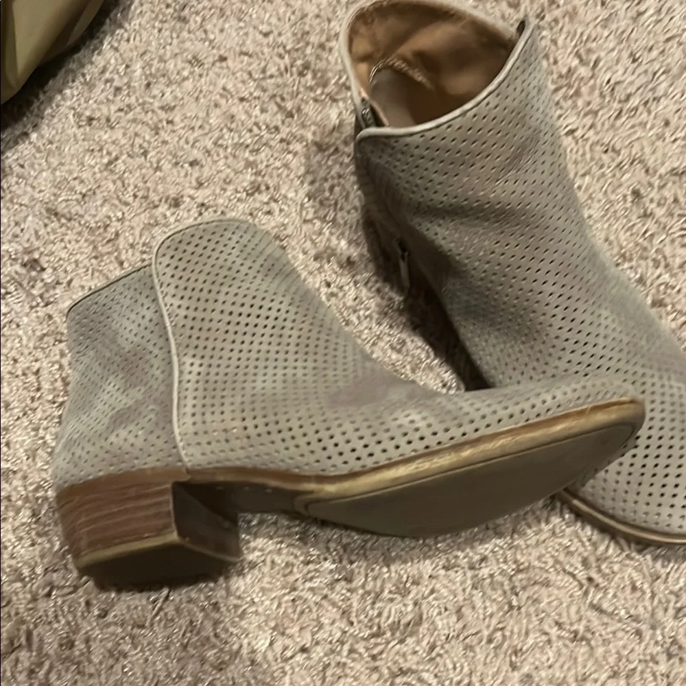 Lucky Brand Perforated Taupe Ankle Boots - Picture 2 of 4